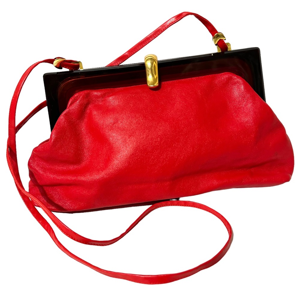 Vintage Italian Leather Red Crossbody